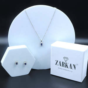 ชุดเครื่องประดับชั้นดี Zarkan กล่องสมบัติสีน้ำเงิน ทองคำขาว ทองคำโรสโกลด์ เงิน ประดับเพชรทรงเหลี่ยมมรกต สำหรับงานปาร์ตี้ งานแต่งงาน ชุบทอง - Product Image 6