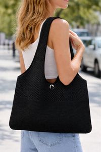 Bolso de Hombro Tejido Estilo Boho Chic para Mujer, Bolso Tote de Ganchillo Hecho a Mano, Informal, para Playa, Verano, Gran Capacidad, Sin Forro, Elegante - Product Image 2