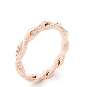 Bague de fiançailles et de mariage classique de luxe en or rose 14K 18K avec diamant Moissanite VVS certifié IGI, incrustation unisexe, bagues fines - Product Image 3