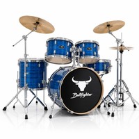 Batterie de percussions Bullfighter DW11 Blue 5 pièces, 3 cymbales en laiton, coquilles en érable et bouleau, 10, 12, 14, 16, 22 pouces