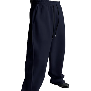 Pantalon de survêtement décontracté léger de style nouveau, doublé en polaire, taille mi-haute, cordon de serrage à la taille, jambe large droite, coupe ample, pantalon de sport - Product Image 5