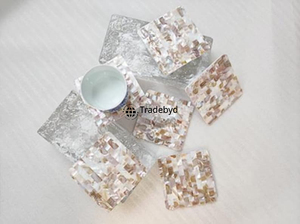 Posavasos con incrustaciones de fregona de lujo hecho a mano por Tradebyd Decoración de mesa artística para hogares modernos - Product Image 3