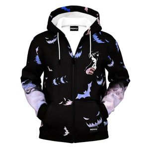Sudadera con capucha unisex con cremallera completa y logo personalizado, estampado en relieve, cremallera colorida, cuello con capucha, patrón sólido de invierno, anti-bolitas para hombre - Product Image 1