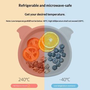 Assiette ronde en silicone de qualité alimentaire pour bébé, motif cochon de dessin animé, ensemble d'alimentation intégré anti-chute avec design mignon - Product Image 3