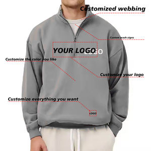 Sweat-shirt à demi-zip personnalisé OEM pour homme, basique, épaules tombantes, coton lourd, pull oversize, sweat-shirt à capuche pour homme, taille plus - Product Image 2