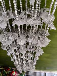 Silver Flower With Beaded Nikha Curtain | Sparkling Door/Window Hanging | Wedding & Diwali Decor | Room <b>Divider</b> Drapes Hanging - Product Image 4