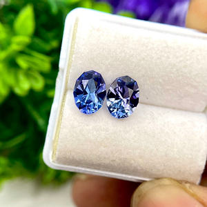 คู่ tanzanite ธรรมชาติสองสีโทการตัดรูปไข่อัญมณีสีฟ้าสะอาดสำหรับทำเครื่องประดับอัญมณีขายส่งหลวม - Product Image 3