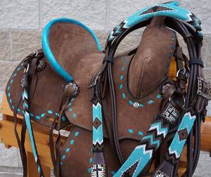Meilleure vente Selle de course de barils western de type anglais en cuir véritable avec caractéristiques synthétiques de qualité supérieure, approvisionnement direct en gros Shyam - Product Image 2