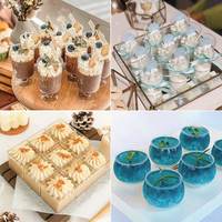 Petites boîtes à shooter jetables en verre transparent PS personnalisées cuillères couvercles de tasses à dessert en plastique