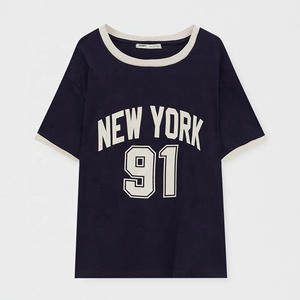 Women's Crewneck T-Shirt Preppy Style Academic Youth Club Wear <b>Tops</b> Color Blocked Letter Printed <b>Raglan</b> Short Sleeve T-Shirts - Product Image 6
