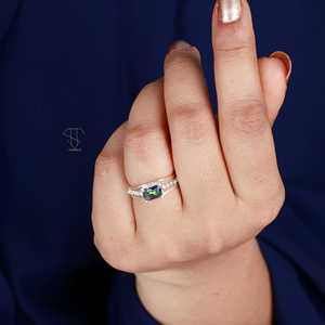 Topaze Mystique Arc-en-ciel Bague en argent sterling 925 Forme octogonale Topaze Mystique Arc-en-ciel Bague en argent sterling avec pierres précieuses semi-précieuses - Product Image 6