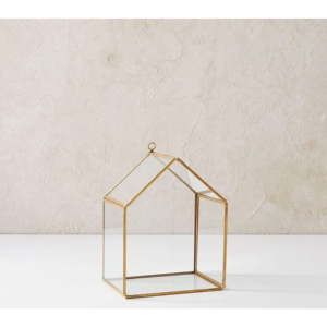 Latest Gold House Shape Metal <b>Framed</b> <b>Glass</b> Lantern for Wall <b>Hanging</b> Home Decorations in Multiple Sizes - Product Image 3