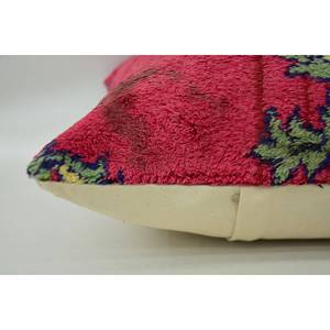 Coussin en laine patchwork multicolore 16x16 pouces Coussin décoratif avec impression florale Technique tissée Style portable - Product Image 4