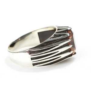 925 Sterling <b>Silver</b> Rectangular Cluster <b>Ring</b> for <b>Men</b> Turquoise Sultanite Stone Rhodium Plated Elegant Everyday Fine Jewelry - Product Image 5
