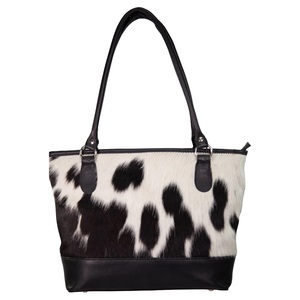 Nuevo diseño de moda en blanco y negro pelo de vaca en relieve bolsos de mano para mujer logotipo personalizado portátil para verano otoño primavera - Product Image 1