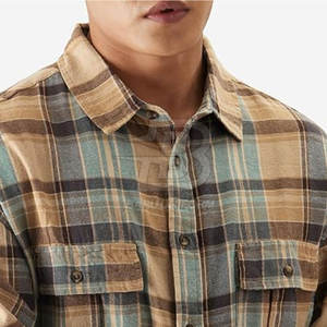 Chemise en flanelle de coton/fibre de bambou unie, à manches longues, séchage rapide, respirante, personnalisable, coupe classique pour homme - Product Image 5