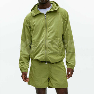 Conjunto cortavientos de nailon ligero personalizado, chaqueta con capucha de lona transpirable y pantalones largos, ropa de calle para correr en invierno - Product Image 2