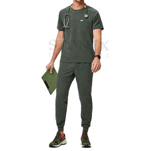 Conjunto de uniforme unisex personalizado cuello redondo, pantalones para correr con estampado informal de verano, trajes médicos de hospital para médicos y pacientes - Product Image 1