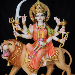 Statue d'Elegant Durga Maa en marbre, faite à la main, sculpture architecturale traditionnelle indienne, pour décoration intérieure, jardin, temple, exposition - Product Image 1