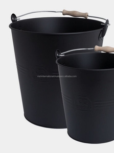 Maceta galvanizada de Metal de tamaño pequeño, mangos de madera de forma ovalada rústica de larga duración para jardinería y macetas, maceta de Metal - Product Image 4