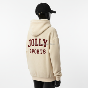 Sudadera con capucha para mujer, tejido polar de 300 g/m², color beige cálido, bordado con logotipo personalizado, estilo urbano, sudaderas básicas para mujer - Product Image 5