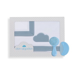 Lot de 3 draps de lit bébé en coton tissé et brossé, modèle nuage - Product Image 1