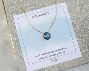 Collar de labradorita delicada, joyería minimalista con capas de piedras preciosas para mujer, regalo impermeable para ella - Product Image 4