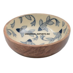 Ustensiles de cuisine Saladier de table en bois Vaisselle de forme ronde Bol sucré Bol à chocolat en bois de luxe classique et élégant - Product Image 1