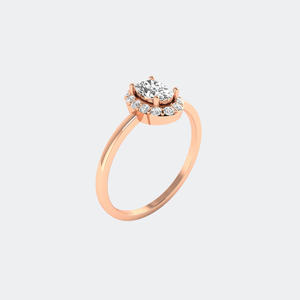 Anillo Solitario con Halo Ovalado de 0.60CTW, Oro de 14k, Diamante Cultivado en Laboratorio, Color D, Joyería de Compromiso Minimalista para Mujer - Product Image 2