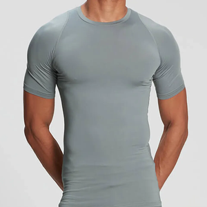 Pas cher prix hommes Simple couleur unie respirant ample décontracté col rond t-shirts fitness t-shirt hommes - Product Image 3
