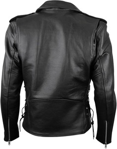 Chaqueta de Cuero para Motociclista MC, de Cuero Vacuno Premium para Hombre, Formal, con Forro Aislante, Cordones Laterales, para Portar Armas Ocultas - Product Image 3