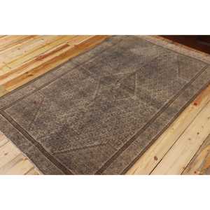 Vintage 3,8x6,3 ft Rug, Accent Turkish Rug, <b>Brown</b> Floral <b>Wool</b> Rug - Product Image 2