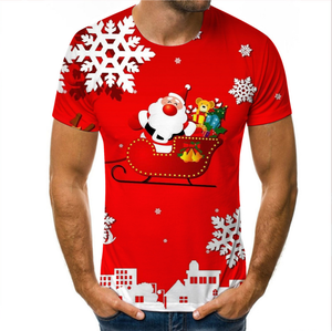 Santa Print Festive Spring Breathable Activewear <b>Mens</b> <b>Christmas</b> T <b>Shirt</b> Holiday Design OEM ODM Customizable Pakistan High - Product Image 1