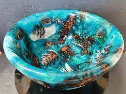 Multi-Color <b>Epoxy</b> <b>Resin</b> Salad Bowl Carved New Design with Natural Acacia Wood for Party Food Serving At Low <b>Price</b> By HF CRAFTS - Product Image 2