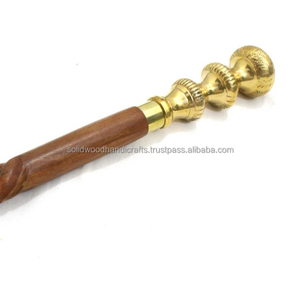 Bastón de madera | Bastón para caminar | Bastón hecho a mano con mango de latón - Product Image 1