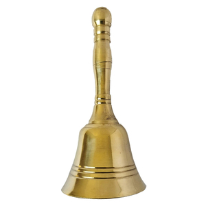 Campana de latón con mango de madera Diseño atractivo Forma personalizada Campana de mano de color dorado para uso doméstico y de fábrica - Product Image 6