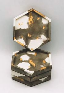 ชุดแผ่นรองแก้วอะคาเซียพร้อมถาดรองแก้วทองเหลืองแบบฝังแผ่นรองแก้วชา4ชิ้น - Product Image 5