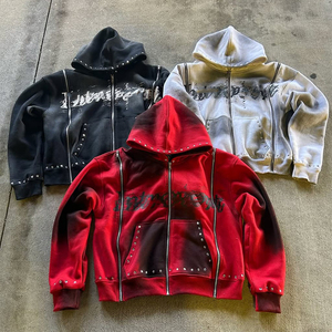 Combinaison de jogging à capuche zippée personnalisée Ensemble pantalon de survêtement évasé avec logo brodé Survêtement à capuche de haute qualité personnalisé pour hommes - Product Image 6