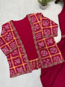 Pure Chinon Indian Pakistani Designer Heavy Printed Shrug Fancy Party Wedding Ropa étnica Últimas mujeres exclusivas para niñas - Product Image 5