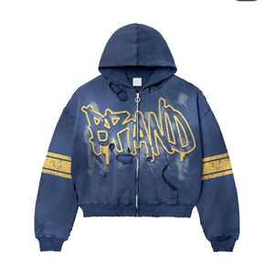 Ensemble de survêtement à capuche délavé à l'acide avec logo personnalisé pour hommes Fournisseur d'usine survêtement à capuche délavé à la pierre survêtement décontracté - Product Image 5