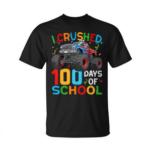 Felice 100° Giorno di Scuola - T-shirt con Design Monster Truck per 100 Giorni di Scuola, Abbigliamento Promozionale - Product Image 2