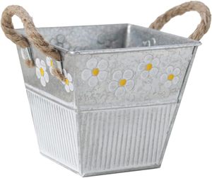 Small Size Steel Metal Planter Hand Painted Flowers Stackable <b>Plant</b> Pot Outdoor Centre <b>Table</b> Balcony Garden Decor Gift Pot - Product Image 1