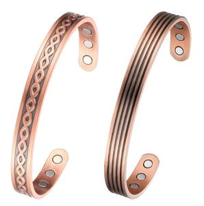 Bracelet en cuivre pur créatif simple hommes et femmes manchette magnétique bracelet en cuivre Bracelet gravé personnalisé - Product Image 2