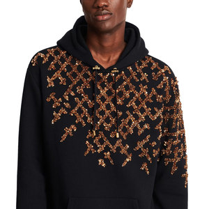 เสื้อฮู้ดปักลายสำหรับผู้ชายใส่ลำลองสีพื้นลาย3D สำหรับฤดูหนาวโลโก้ตามสั่ง - Product Image 3