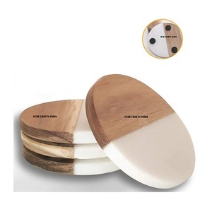 Housewarming Gift Luxury Wood & Resin Coasters <b>Set</b> of 4Most Demanded Coasters Tea Mats Household Insulation Cup Non-slip Mat - Product Image 5