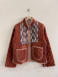 Handcrafted Vintage Embroidered Patchwork <b>Velvet</b> Jacket Boho Ethnic Winter Coat - Product Image 2