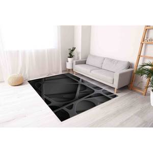 3D Black Abstract <b>Rug</b>: Modern Metallic Home Decor,<b>Chenille</b> <b>Rug</b> - Product Image 5