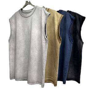 Débardeur Homme Personnalisé avec Logo, Effet Délavé, Coupe Oversize, 100% Coton, Sans Manches, pour Gym, Entraînement, Fitness, Tricoté, Haute Qualité, OEM - Product Image 1