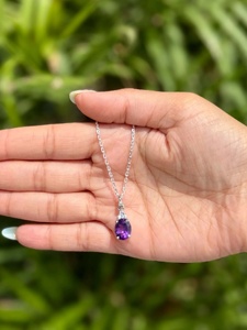 Pendentif en argent sterling améthyste violet audacieux avec design élégant classique pour femmes et bijoux de mariage de fiançailles unisexes - Product Image 2