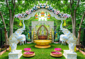 Latest Designed <b>Haldi</b> <b>Tub</b> for Pithi Ceremony Royal <b>Haldi</b> Ceremony <b>Decor</b> With Urli <b>Tub</b> Golden Lotus FRP Urli for Vatna Ritual USA - Product Image 2